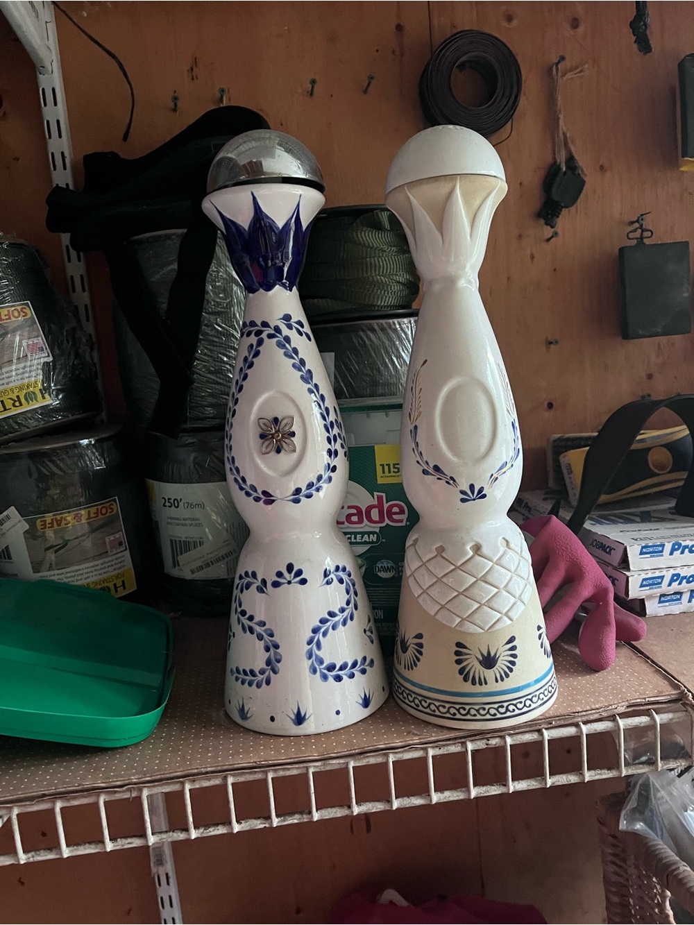 Hand-Painted Ceramic Home Art Vases in White and Blue